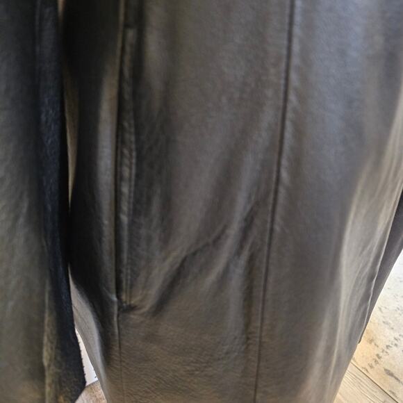 Sonoma Women’s Black Genuine Leather Jacket XL Button Front Blazer-Style - Picture 5 of 7